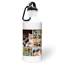 Personalised Photo White Eighteen Collage Water Bottle