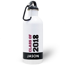 Personalised Photo Black Class Of 2018 Water Bottle