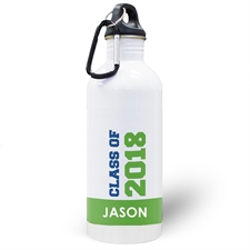 Personalised Photo Green Class Of 2018 Water Bottle