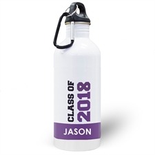 Personalised Photo Purple Class Of 2018 Water Bottle