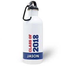 Personalised Photo Blue Class Of 2018 Water Bottle