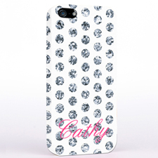 Personalised Silver Glitter Polka Dot iPhone Case