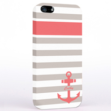 Personalised Carol Anchor Grey Stripes iPhone Case