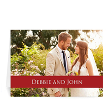 Personalised Classic Red Photo Wedding Cards, 5X7 Folded Causal