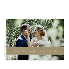 Personalised Gold Photo Wedding Cards, 5X7 Folded Causal