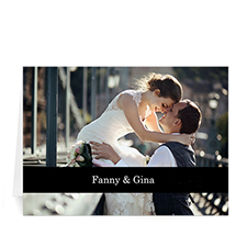 Personalised Classic Black Photo Wedding Cards, 5X7 Folded Causal
