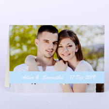 Personalised Baby Blue Photo Wedding Cards, 5X7 Folded Causal