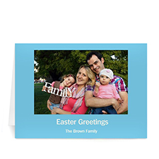 Personalised Easter Blue Photo Greeting Cards, 5X7 Folded