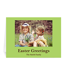 Personalised Easter Green Photo Greeting Cards, 5X7 Folded