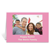 Personalised Easter Pink Photo Greeting Cards, 5X7 Folded