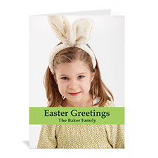 Personalised Easter Green Photo Greeting Cards, 5X7 Portrait Folded Causal