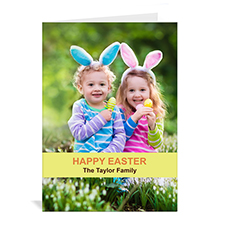 Personalised Easter Yellow Photo Greeting Cards, 5X7 Portrait Folded Causal