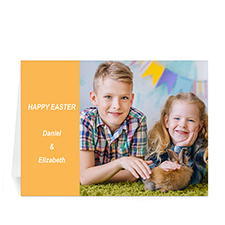 Personalised Easter Orange Photo Greeting Cards, 5X7 Folded Modern