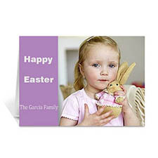 Personalised Easter Purple Photo Greeting Cards, 5X7 Folded Modern