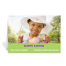 Personalised Easter Green Photo Greeting Cards, 5X7 Folded Simple