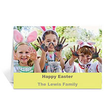 Personalised Easter Yellow Photo Greeting Cards, 5X7 Folded Simple