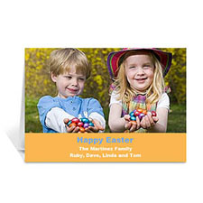 Personalised Easter Orange Photo Greeting Cards, 5X7 Folded Simple