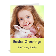 Personalised Easter Yellow Photo Greeting Cards, 5X7 Portrait Folded Simple