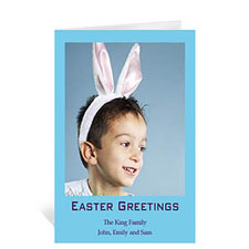 Personalised Easter Blue Photo Greeting Cards, 5X7 Portrait Folded Causal