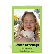Personalised Easter Green Photo Greeting Cards, 5X7 Portrait Folded Causal