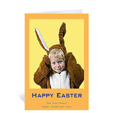 Personalised Easter Orange Photo Greeting Cards, 5X7 Portrait Folded Causal