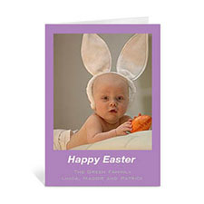 Personalised Easter Purple Photo Greeting Cards, 5X7 Portrait Folded Causal