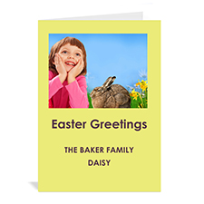 Personalised Easter Yellow Photo Invitation Cards, 5X7 Portrait Folded