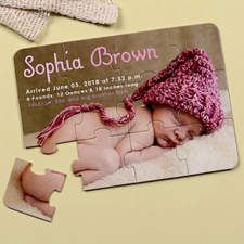 Personalised Girl Birth Announcement Puzzle Invite