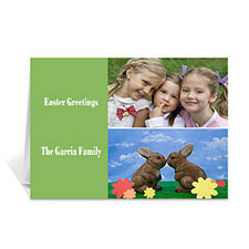 Personalised Elegant Collage Green Easter Greetings Greeting Cards