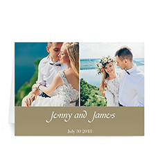 Personalised Two Collage Wedding Photo Cards, 5X7 Simple Beige