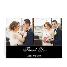 Personalised Two Collage Wedding Photo Cards, 5X7 Simple Black