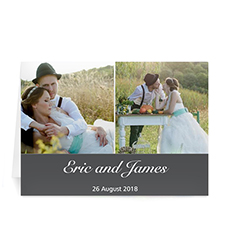 Personalised Two Collage Wedding Photo Cards, 5X7 Simple Grey