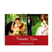 Personalised Two Collage Wedding Photo Cards, 5X7 Simple Red