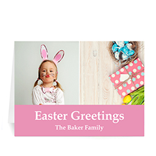 Personalised Two Collage Easter Photo Cards, 5X7 Simple Pink