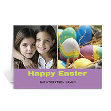 Personalised Two Collage Easter Photo Cards, 5X7 Simple Purple