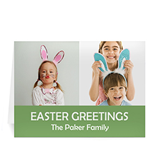 Personalised Two Collage Easter Photo Cards, 5X7 Simple Green