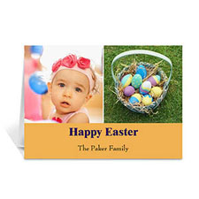 Personalised Two Collage Easter Photo Cards, 5X7 Simple Orange