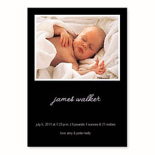 Personalised Black Birth Announcements, 5X7 Stationery Card