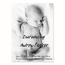 Personalised Full Photo Birth Announcements, 5X7 Portrait Stationery Card