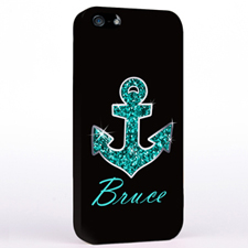 Personalised Glitter Turquoise Anchor iPhone Case