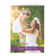 Personalised Mothers Day Greeting Cards, 5X7 Folded Purple