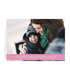 Personalised Mothers Day Photo Greeting Cards, 5X7 Folded Pink