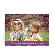 Personalised Mothers Day Photo Greeting Cards, 5X7 Folded Purple