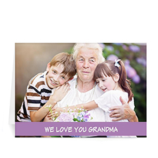 Personalised Mothers Day Photo Greeting Cards, 5X7 Folded Classic Purple