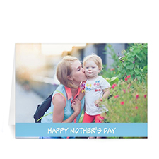 Personalised Mothers Day Photo Greeting Cards, 5X7 Folded Baby Blue
