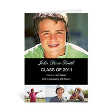 Custom Printed Four Collage Graduation Announcement, Honored Black Greeting Card