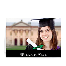 Custom Printed Graduation Thank You Card, Stylish Black Greeting Card