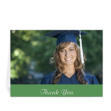 Custom Printed Graduation Thank You Card, Stylish Green Greeting Card