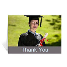 Custom Printed Graduation Thank You Card, Stylish Grey Greeting Card