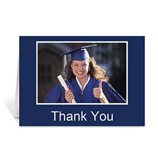 Custom Printed Graduation Thank You Card, Many Memories Blue Greeting Card